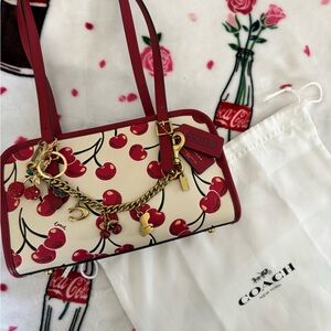 Coach Cherry Print swing zip Shoulder Bag - Red and Cream